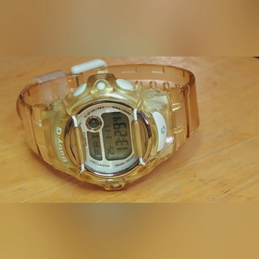 X Casio Baby-G Amber Digital Watch 43mm case with white wire protective cage - Picture 6 of 9